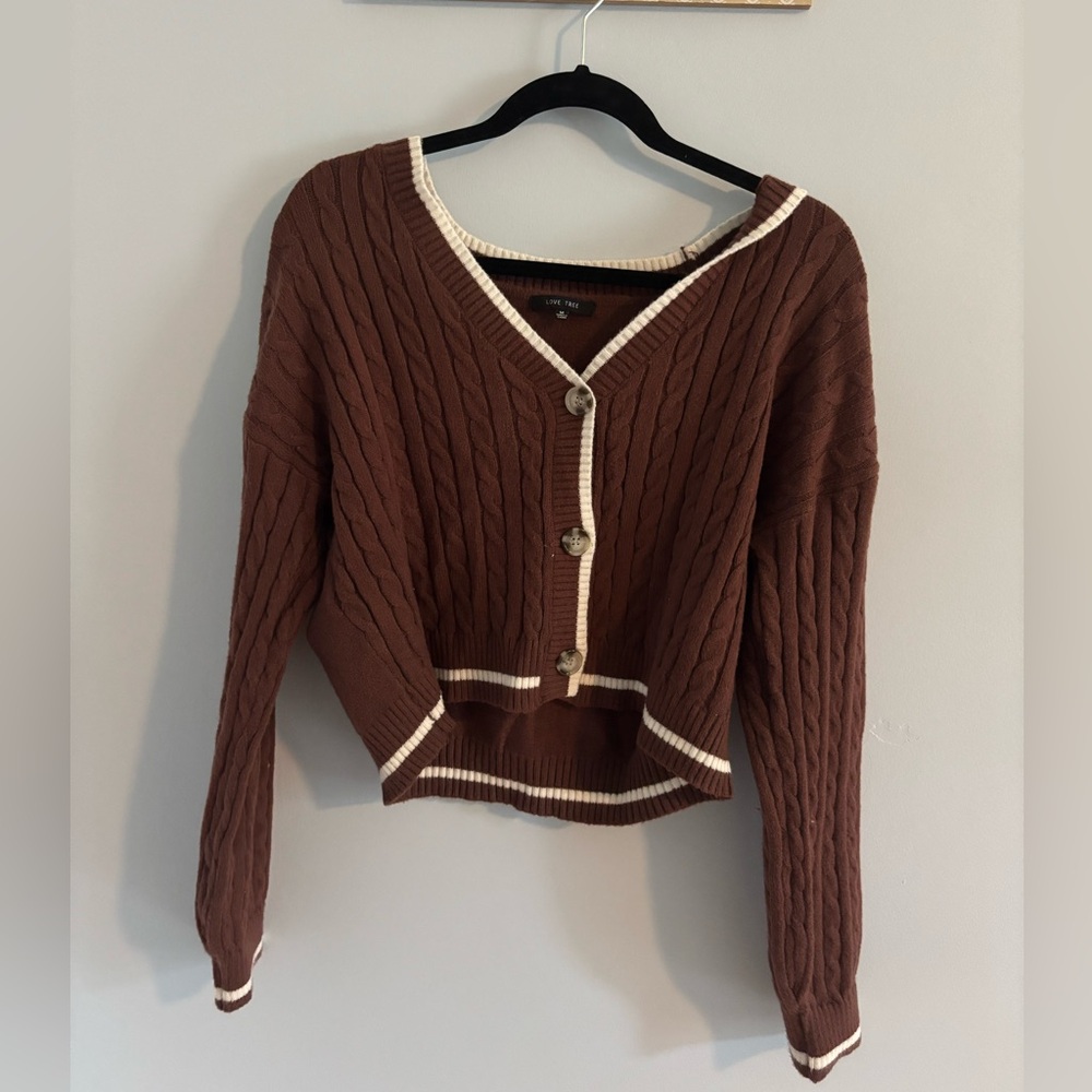Love Tree Brown Cable Knit Sweater